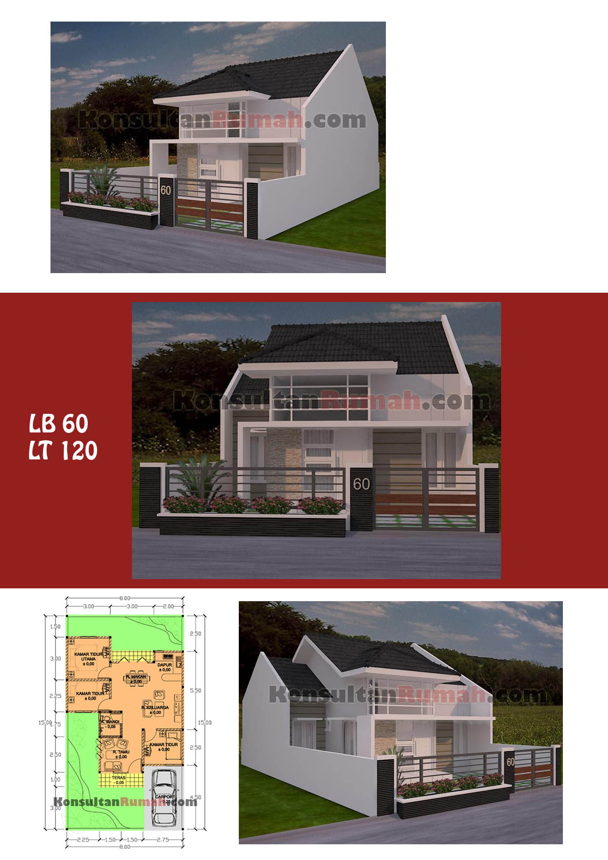 Desain Rumah Minimalis Type 60 1 Dan 2 Lantai Rumahin